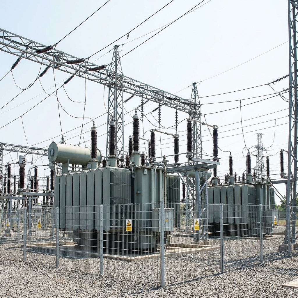 Yüksek gerilim trafo merkezi ve enerji iletim hatları